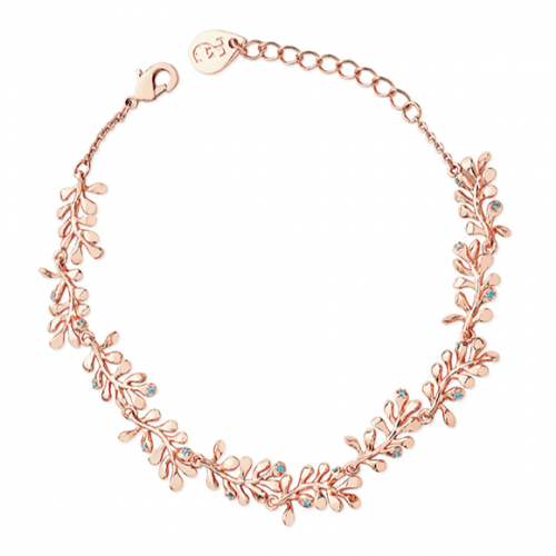 Tipperary Crystal Rose Gold Circle Vine Bracelet With Blue Drops